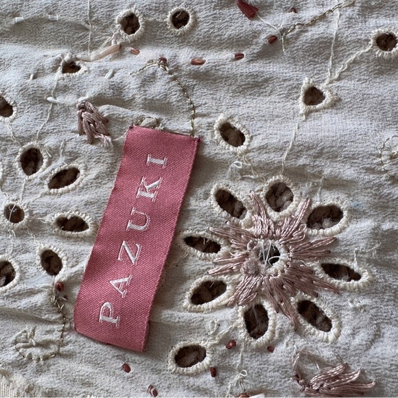 Pazuki London Custom Hand Embellished Silk Eyelet Scarf - Picture 4 of 6